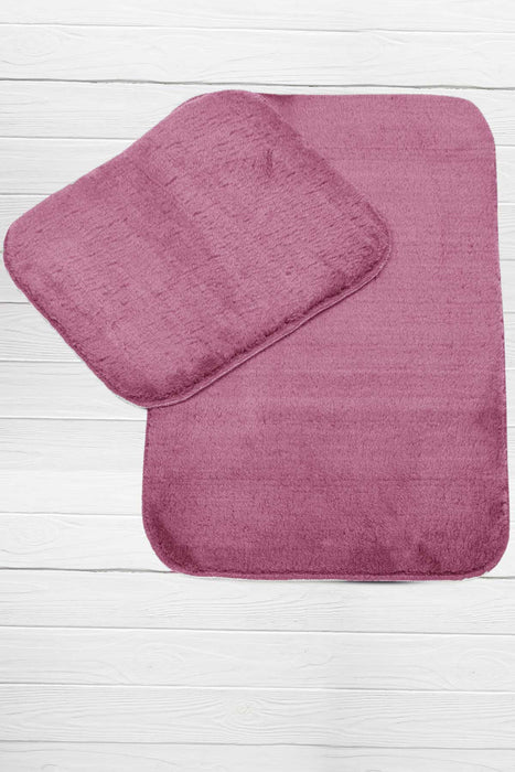 Super Soft 2 PCS Bath Rug Set Plum | Non-Slip Bathroom Mats Set | Washable and Fluffy Bath Rugs for Bathroom Floors | Bathroom Gift Set