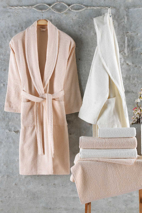 NATUREL BATHROBE SET FOR COUPLE (6 PCS) - CAPPUCINO