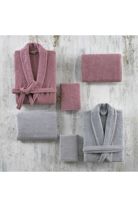 NATUREL BATHROBE SET FOR COUPLE (6 PCS) - DRIED ROSE