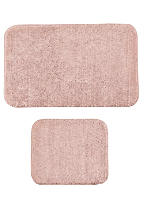 Super Soft 2 PCS Bath Rug Set Powder Pink | Non-Slip Bathroom Mats Set | Washable and Fluffy Bath Rugs for Bathroom Floors | Bath Gift Set