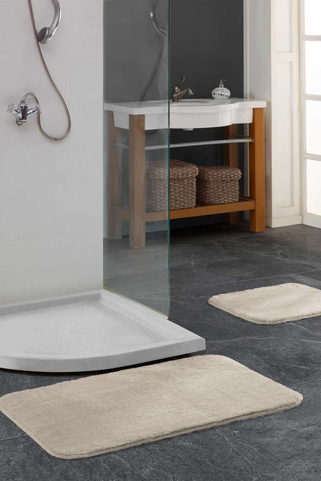 Super Soft 2 PCS Bath Rug Set Cappuccino | Non-Slip Bathroom Mats Set | Fluffy Bath Rugs for Bathroom Floors | Washable Bath Mat Pair