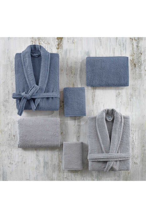 NATUREL BATHROBE SET FOR COUPLE (6 PCS) - BLUE