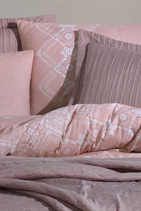 Cotton Crinkle Bedspread Set Double 7 Pcs Calista Rose Dry