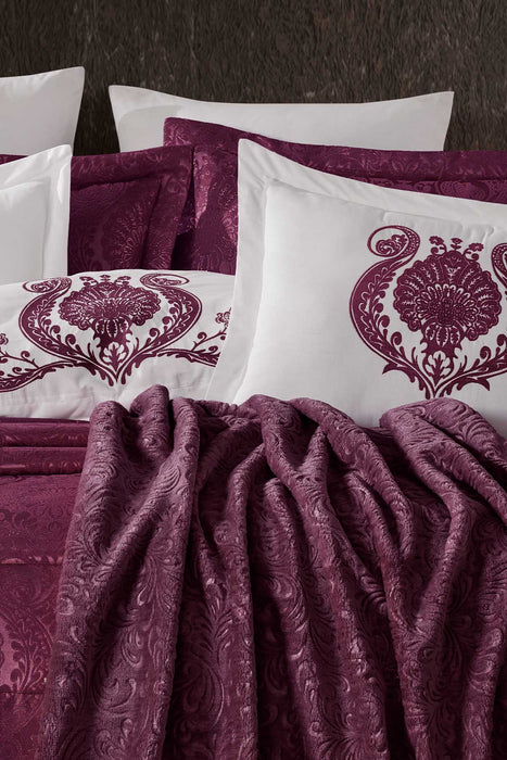 Dowry Package 10 Pcs (bedspread+duvet cover+blanket) Enora Plum