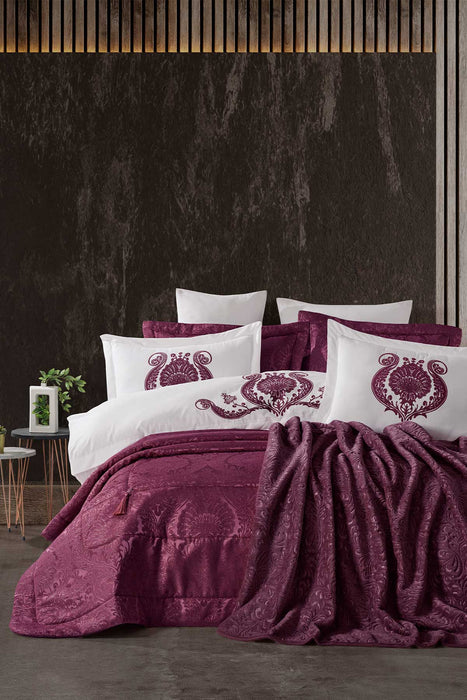 Dowry Package 10 Pcs (bedspread+duvet cover+blanket) Enora Plum