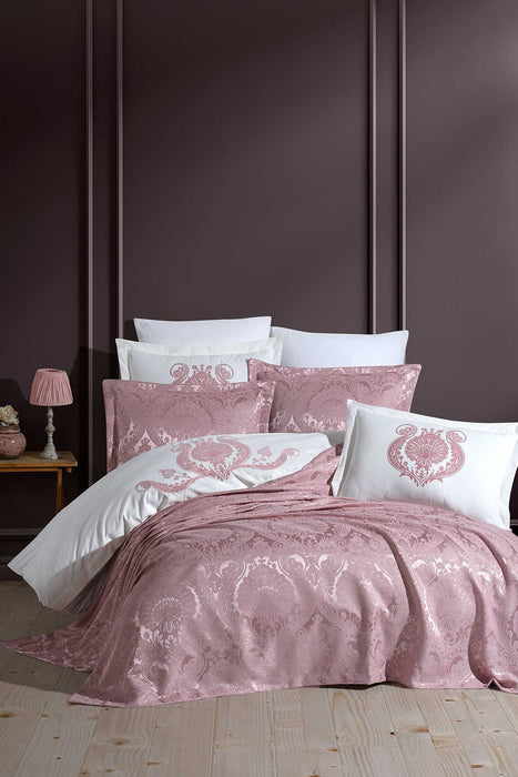 Cotton Duvet Covered Chenille Bedspread Set 9 Pcs Enora Rose Dry