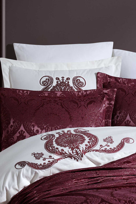 Cotton Duvet Covered Chenille Bedspread Set 9 Pcs Enora Plum