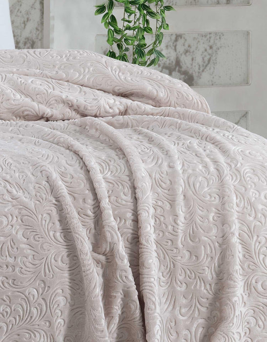 ELART EMBOSS BLANKET - DOUBLE SIZE - CREAM