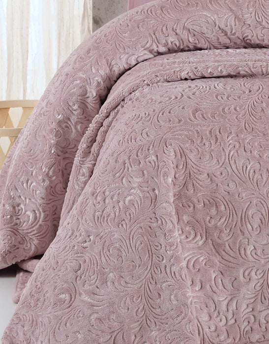 ELART EMBOSS BLANKET - DOUBLE SIZE - DRIED ROSE