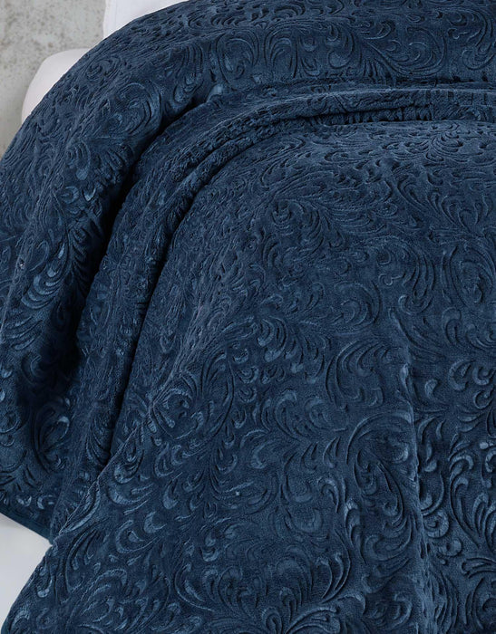 ELART EMBOSS BLANKET - DOUBLE SIZE - DARK BLUE