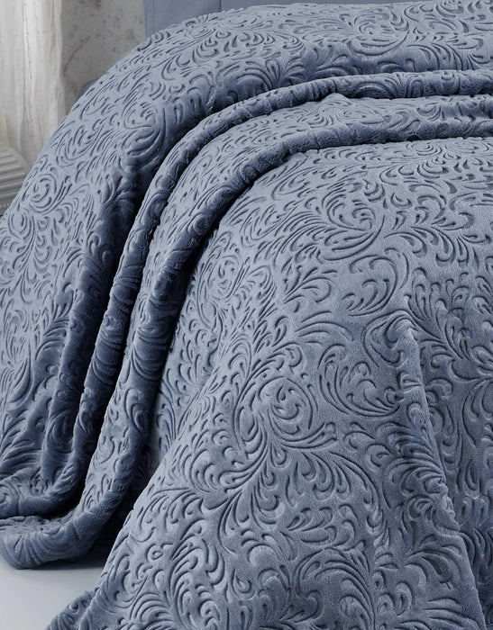 ELART EMBOSS BLANKET - DOUBLE SIZE- BLUE