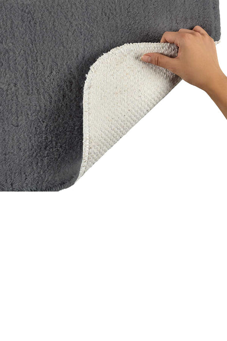 Super Soft 2 PCS Bath Rug Set Anthracite | Non-Slip Bathroom Mats Set | Washable and Fluffy Bath Rugs for Bathroom Floors | Bath Gift Set