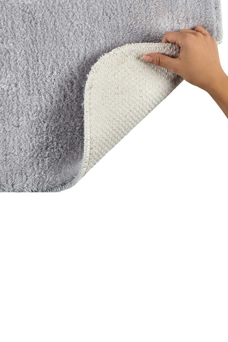 Super Soft 2 PCS Bath Rug Set Silver | Non-Slip Bathroom Mats Set | Washable and Fluffy Bath Rugs for Bathroom Floors | Bath Gift Set