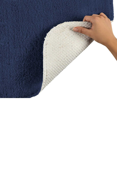 Super Soft 2 PCS Bath Rug Set Dark Blue | Non-Slip Bathroom Mats Set | Washable and Fluffy Bath Rugs for Bathroom Floors | Bath Gift Set