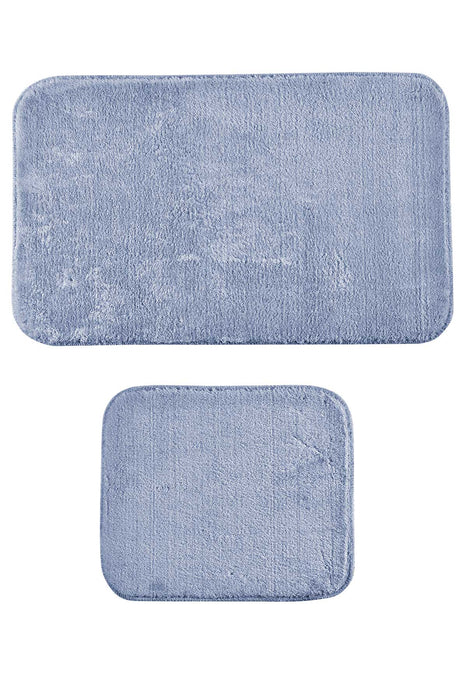 Super Soft 2 PCS Bath Rug Set Blue | Non-Slip Bathroom Mats Set | Washable and Fluffy Bath Rugs for Bathroom Floors | Bathroom Gift Set